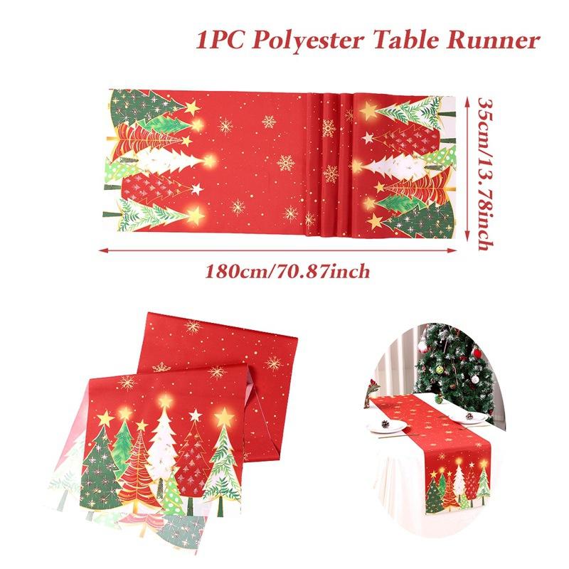 Christmas Themed Table Runner Santa Claus Table Flag Xmas Decor Tablecloth Navidad New Year Gifts Table Party Decor Supplies