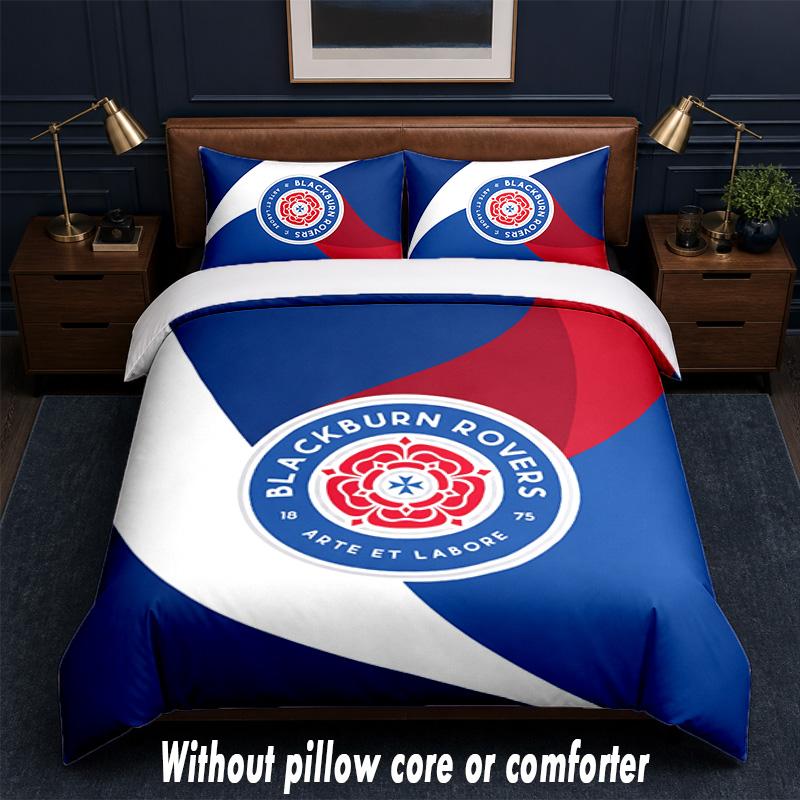 Blackburn Rovers Football Design Bed Bedding Set 1 Duvet Cover + 2 Pillowcases Soft Breathable Household Bed Linens