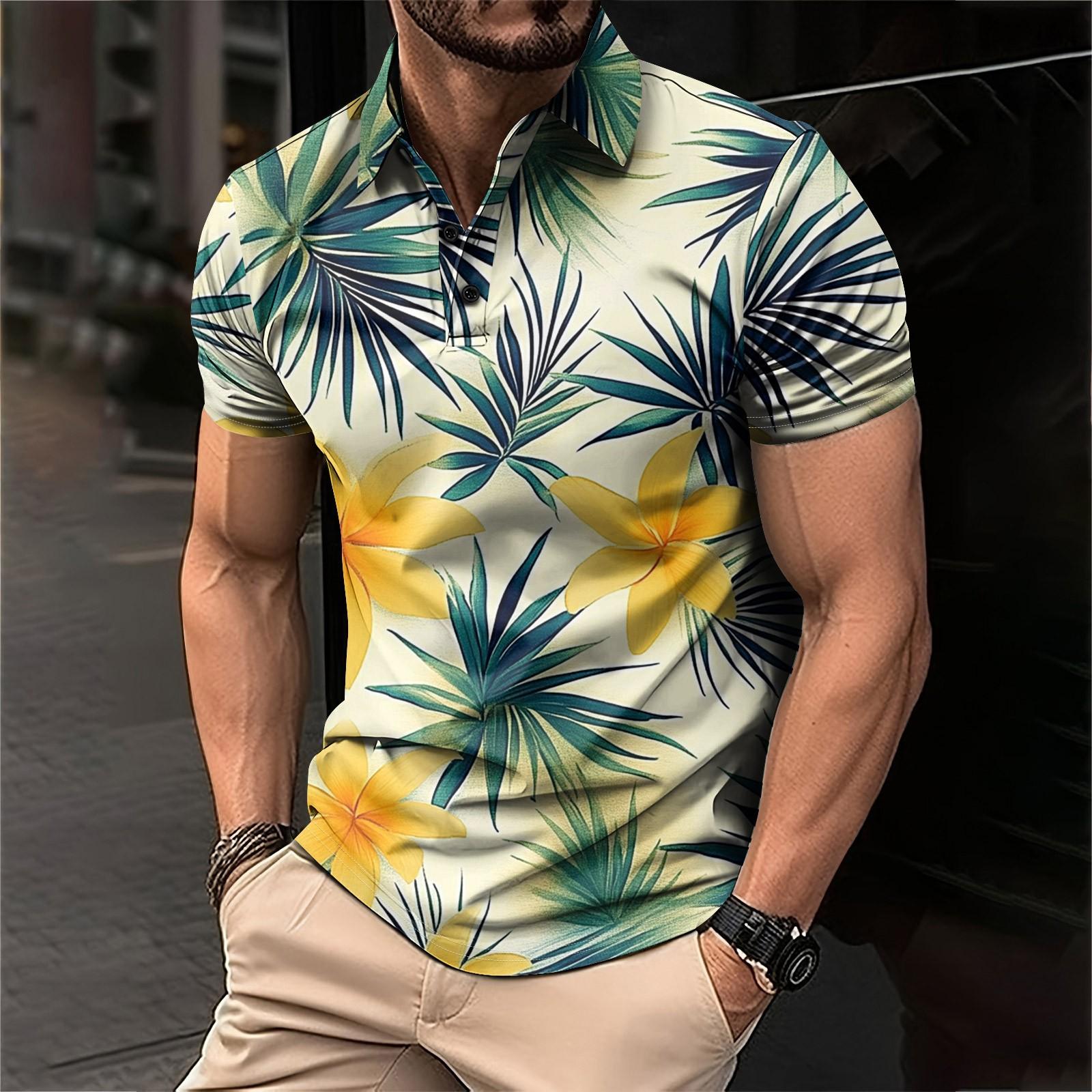 

Мужская рубашка для гольфа с гавайским принтом, повседневная спортивная, с V-образным вырезом и коротким рукавом L чёрный