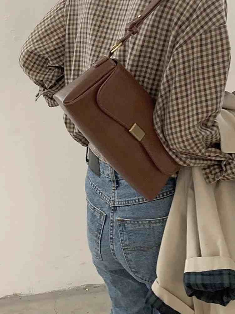 Retro Underarm Bag New Autumn Winter Women's Bags Fashion Solid Color PU Leather Handbag Casual Commuter Single Shoulder Pack
