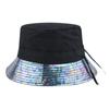 Leather Luminous Bucket Hat Wide Brim Shiny Sun Cap Laser Rainbow Fisherman Hat  Outdoor Travel