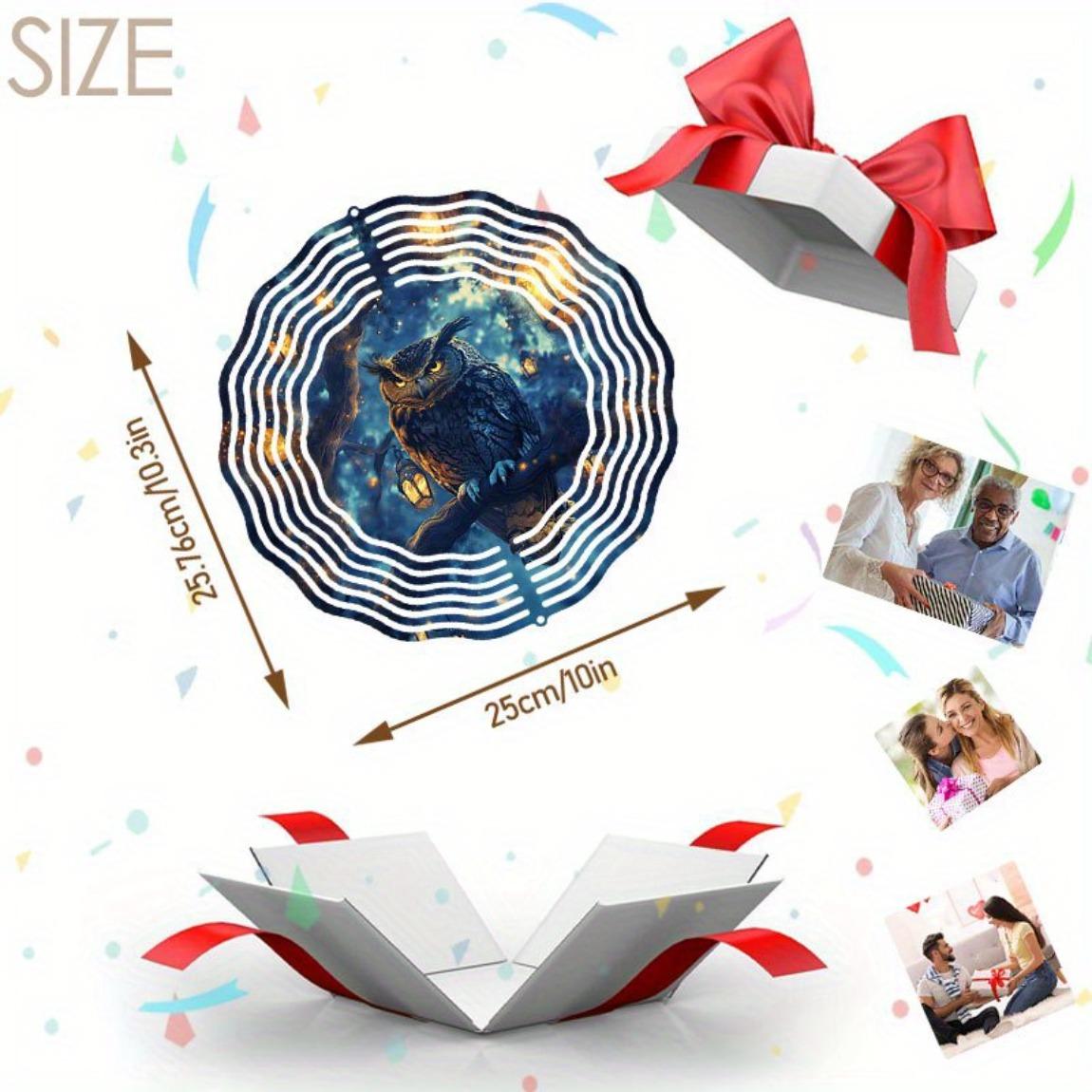 

Металлический садовый декор «Ловец ветра в виде совы» со спиральным дизайном, вращение в двух направлениях, не требует батареек, простая установка, вращающийся на 360 градусов крючок для улицы