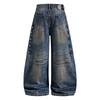 American Baggy Streetwear Jeans 2026 Retro Distressed Wide Leg Denim Pants Men Women