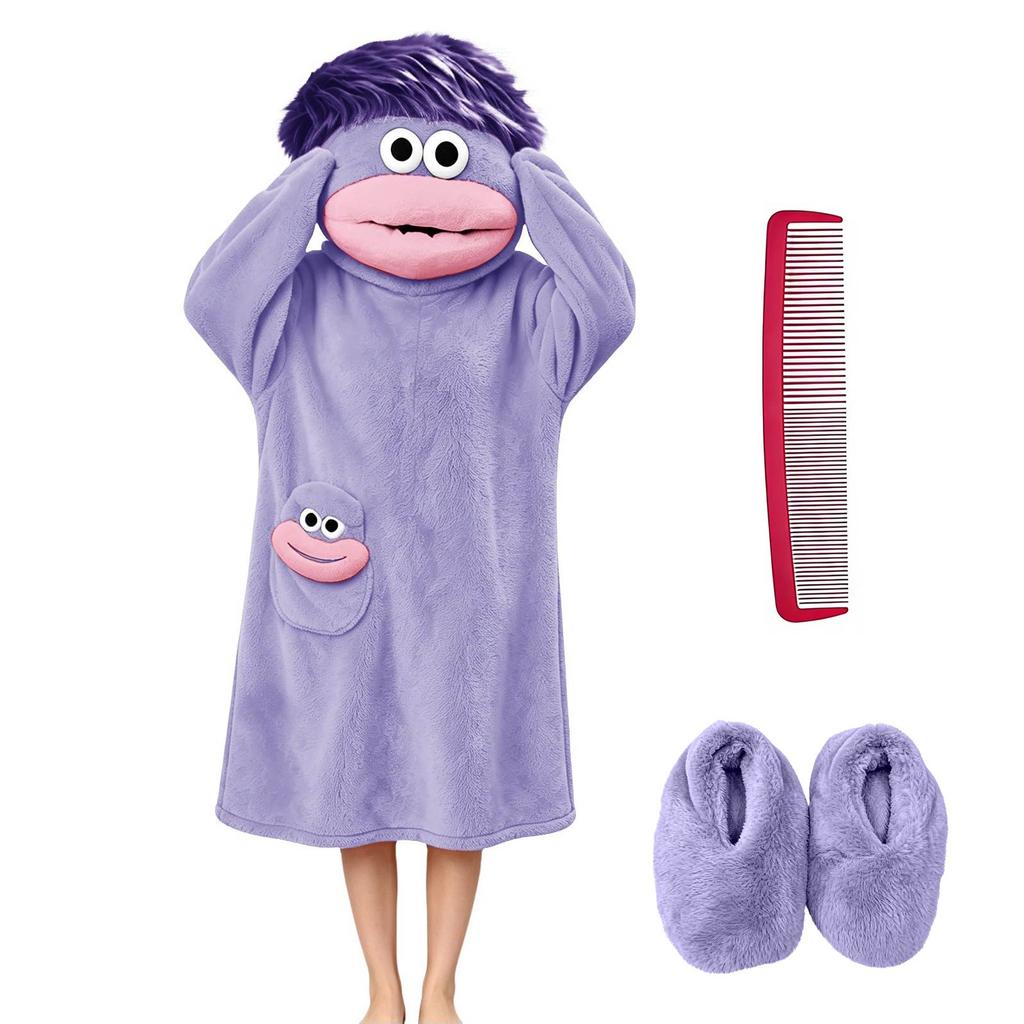 Kids Funny Big Mouth Pajama Loungewear Set with Shoes and Comb for Boys and Girls
