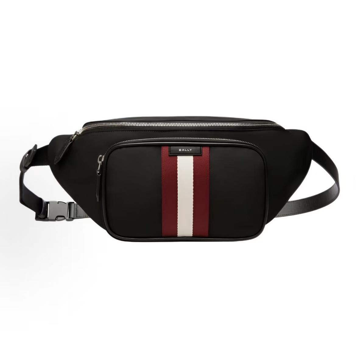 

Bally Printed Logo Nylon Waist Bag Men Bags Black 6310402 Basic Set (Bag+Dust Bag)