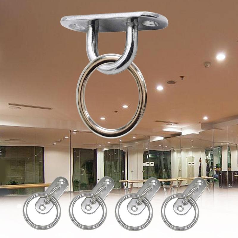 4Pcs Stainless Steels Pad Eye Plate Marine Hardware Hook Heavy Duty Ceiling Hook Half Opening Staple Hook Enduring