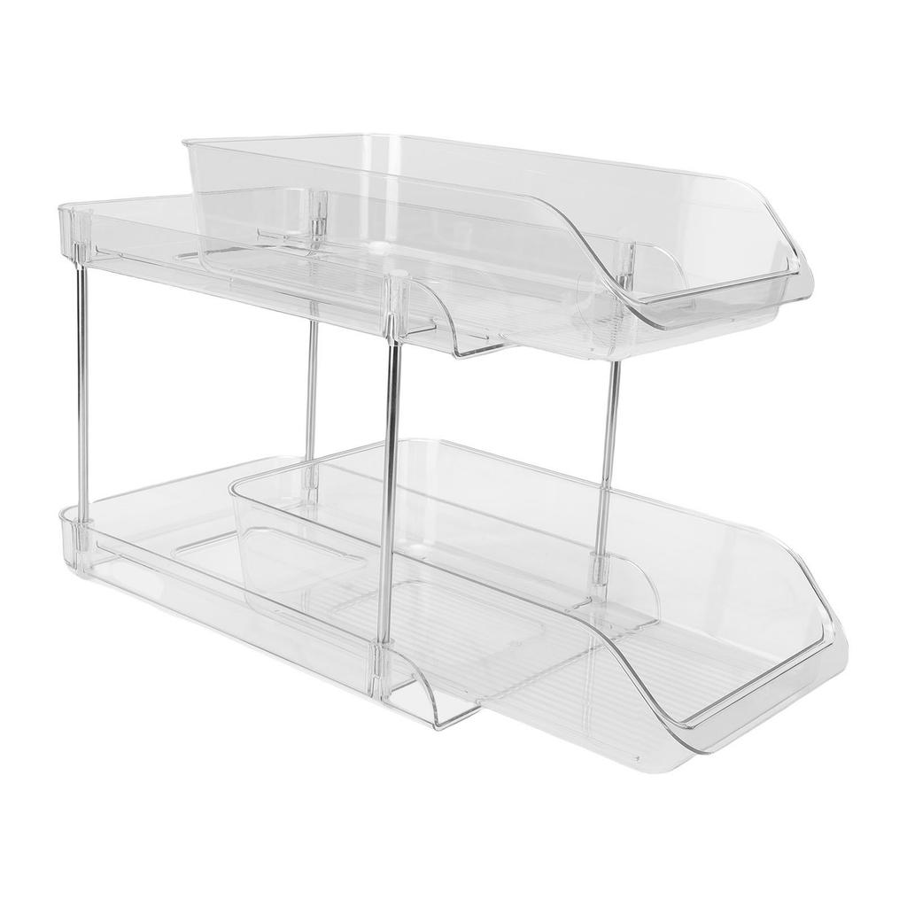 Under Sink Pull Out Organizer Multi Purpose Stackable Transparent Space Saving PET Under Sink Storage Shelf for