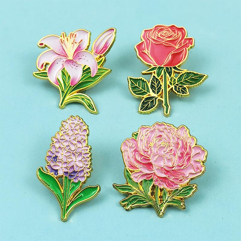 Lovely Flowers Pins For Women Girl'S Clothes Backpack Brooch Pin Plants Badge Gifts