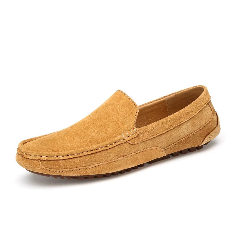 Suede Leather Man Loafers Luxury Casual Shoes Lightweight Men Shoes Moccasins Soft Soled Flats Handmade Slip On Driving Shoes