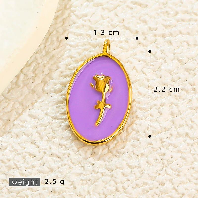 French Drip Flower Oil Painting Pendant Necklace & Heart Earring Charms in Stainless Steel - DIY Titanium Jewelry Accessories for Women