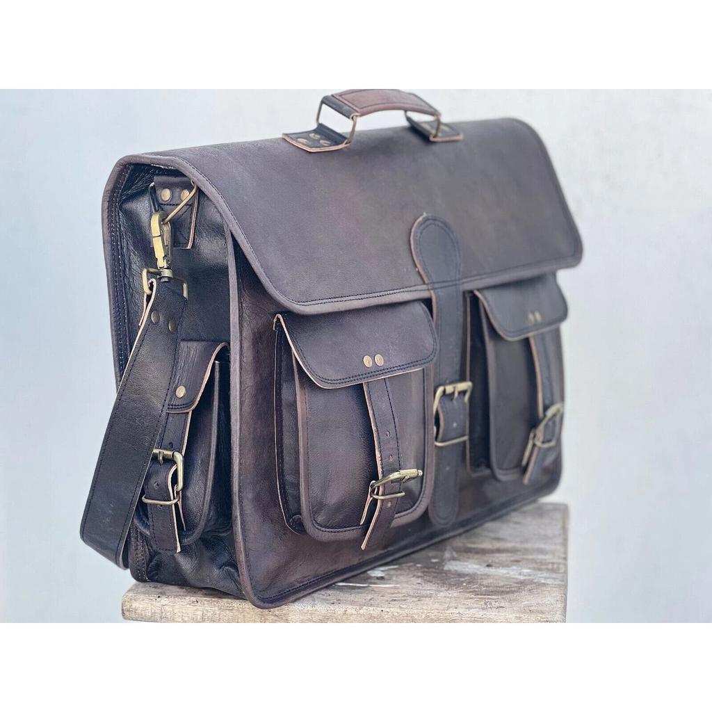 Handmade Briefcase Men's Leather Vintage Laptop Messenger Bag Satchel