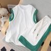 Herren Sommer Streifen Sportanzug Übergröße Tank Top + Shorts Zweiteiliges Set