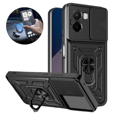 Coque Pour Xiaomi Poco M7 4G Coque Armure Coulissante Protection Objectif Caméra Anneau Support Couverture Arrière Pour Poko Little M7 M 7 PocoM7 4G Capa