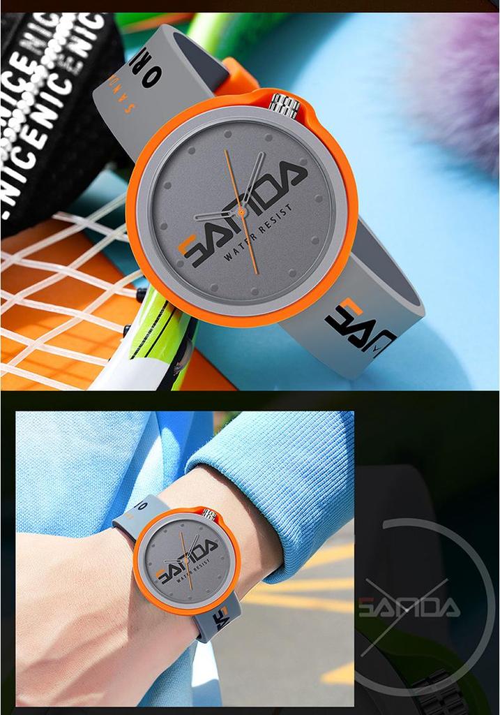 Sanda Stylish Korean-Style Waterproof Watch with Detachable Silicone Band for Men, Women, and Students
