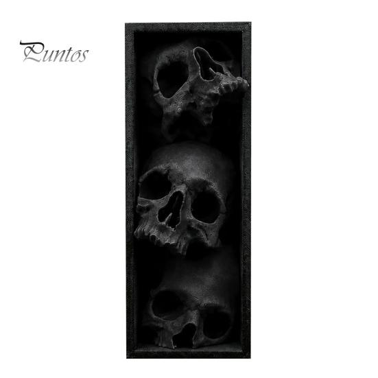 Dark Fantasy Wohnaccessoires 3 Stück Halloween 3-stufige Totenkopf-Buchstützen, Gotische Harz-Regaldekoration für Büro, Einzigartige Buchstopper Spukiges Skelett