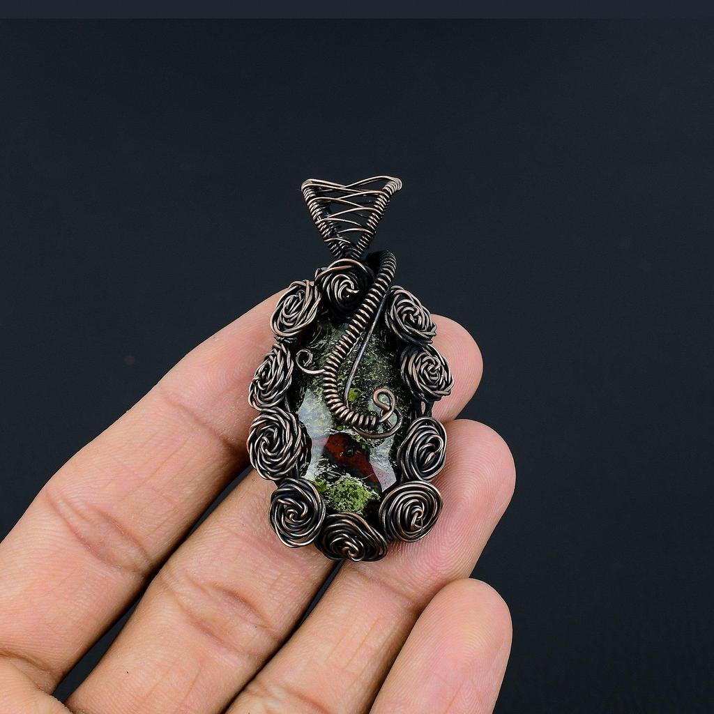 Dragon Blood Jasper 999 Copper Wire Wrapped Pendant, Handmade Gemstone Pendant Jewelry, Gifts For Wife Brand New Pendant