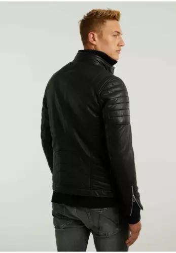 Motorrad Bomber Schwarze Reines Lammlederjacke Herren Bikerjacke