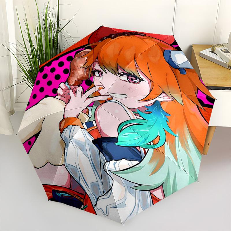 

1pc Automagic Opening Umbrella with Pop Art Design featuring Gumi - Portable 3-Fold Design, 8-Rib Iron Frame Outdoor Umbrella for Fans, Travelers