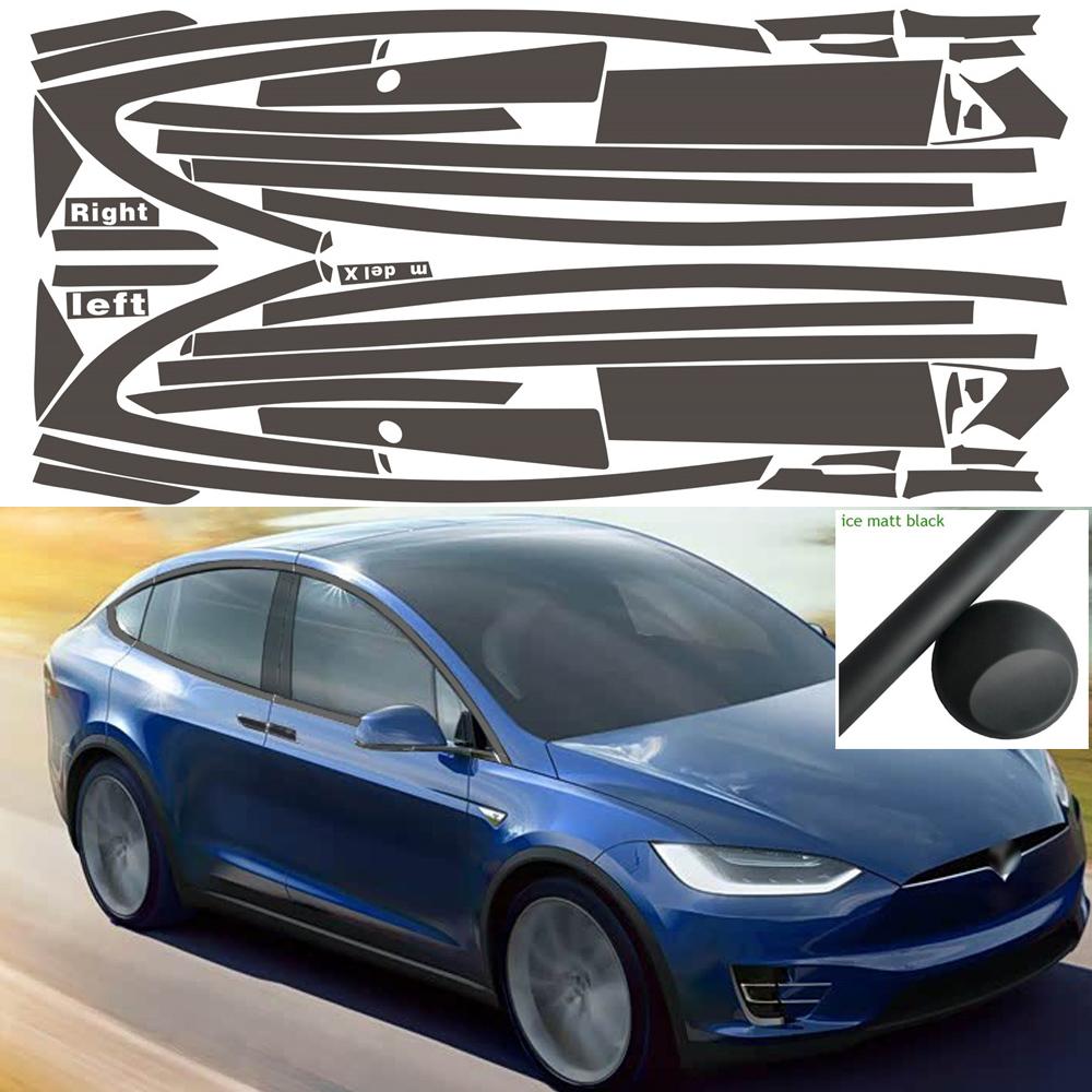 For Tesla Model X 2016-2020 PVC Matt Black Car Window Decorative Strip Sticker Car Exterior Protection Accessories