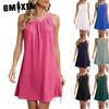 GMXIA Women's Fashion Summer Spring Solid Color Print Sleeveless O-Neck Casual Dresses