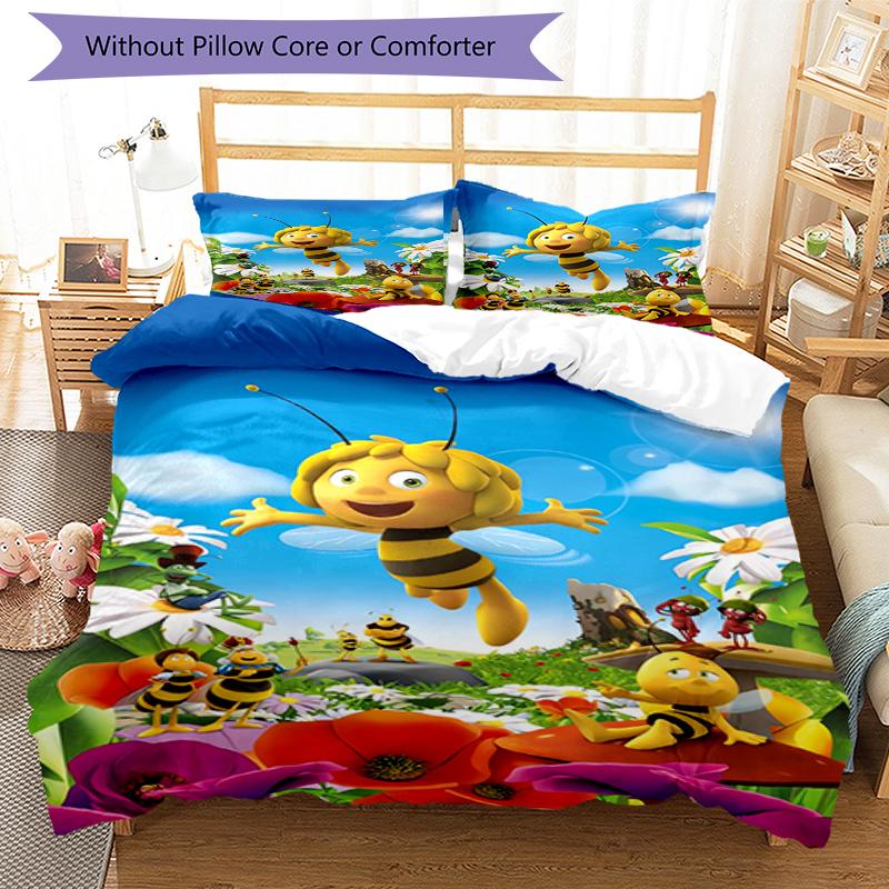 3pcs Maya the Bee Bedding Set Duvet Cover Closure Includes 1 Duvet Cover & 2 Pillowcases, Soft and Comfortable for All Seasons.