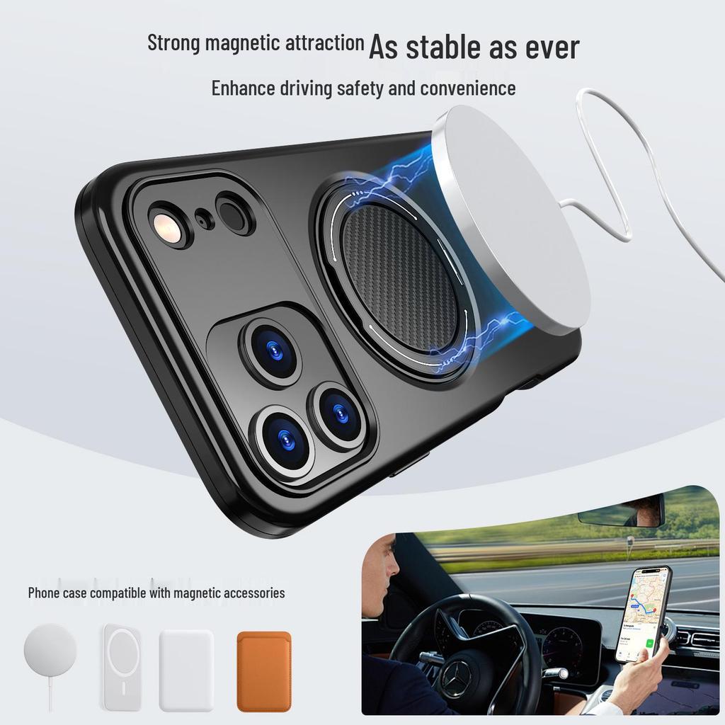 iPhone 17 Pro Max Magnetic Phone Case with Rotating Stand for Apple 16 Pro, Protective Cover for 15 Series