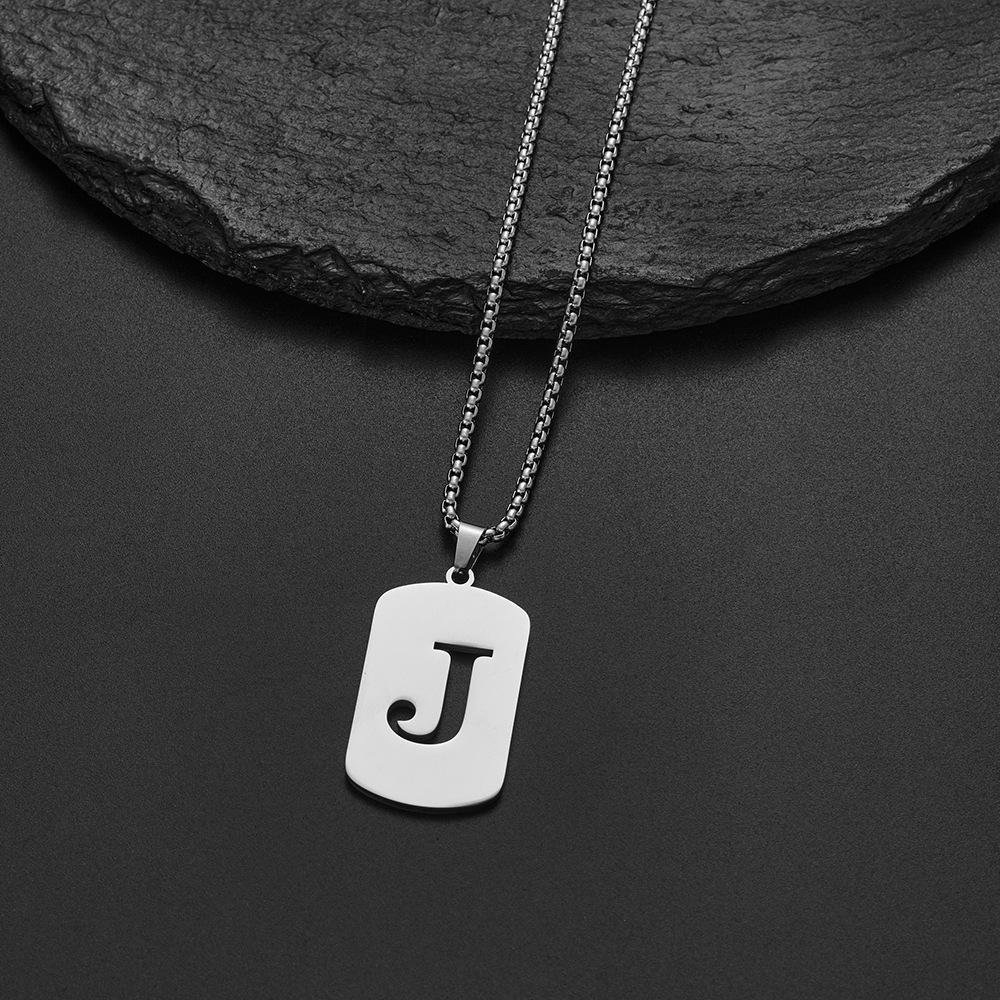Unisex Stainless Steel English Alphabet Necklace - Niche Design, Simple, Versatile Long Chain for Hoodies