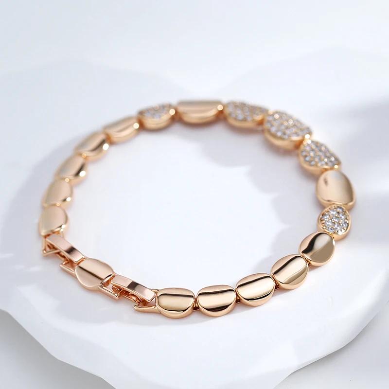 Golden Oval Link Zircon Bracelet for Women Personality Blingling Accessories Luxury Costume Jewelry