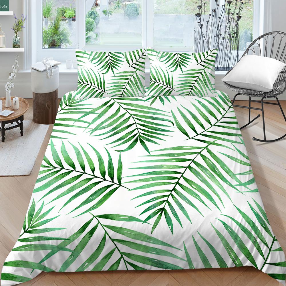 Home Bedding Set Plant Leaf Quilt Cover Pillow Case Home Bedding Set EU Full Size Single/Double Bed Home Decoration