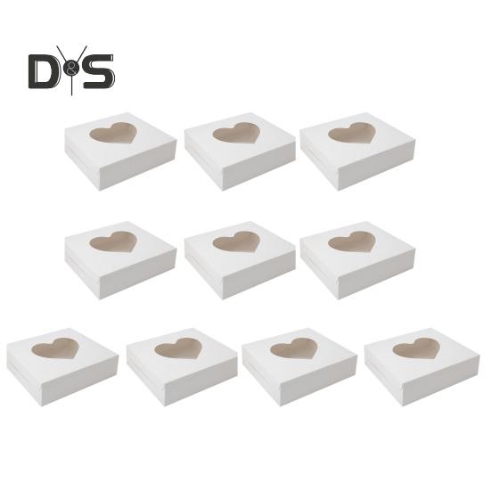 10Pcs Strong Loading Bakery Packing Box Sturdy Practical Wedding Valentine's Day Cake Pastry Case with Heart Window