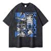 Summer Fashion Pirate King Luffy Second Brother Pattern Design Outdoor T-shirt Y2K Harajuku Washed Short Sleeve