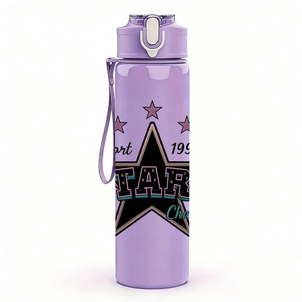 1PC Dark Star Vintage Badge 750ml Color Plastic Sports Water Bottle Leakproof Flip Straw Lid Suitable for Sports Office Home Use
