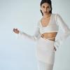 New Sexy Hollow Lotus Skirt Hem Knitted Beach Skirt Bikini Hoodie Dress