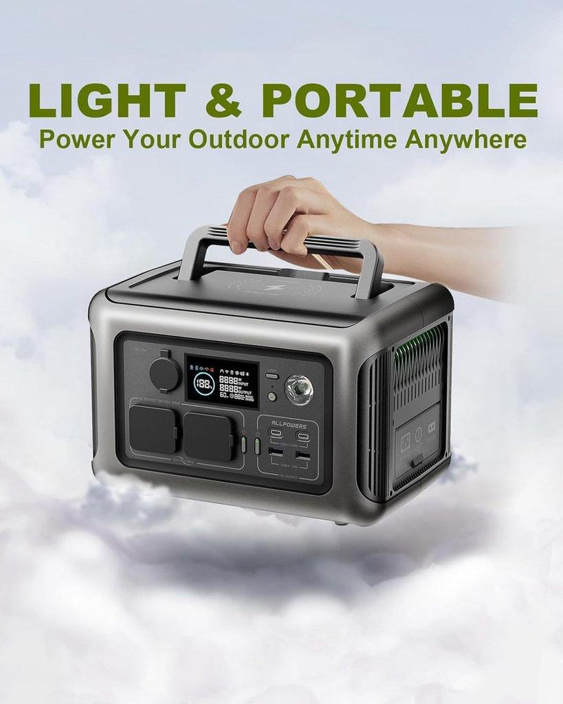 ALLPOWERS R600 Portable Power Station, LiFePO4 Battery 299Wh