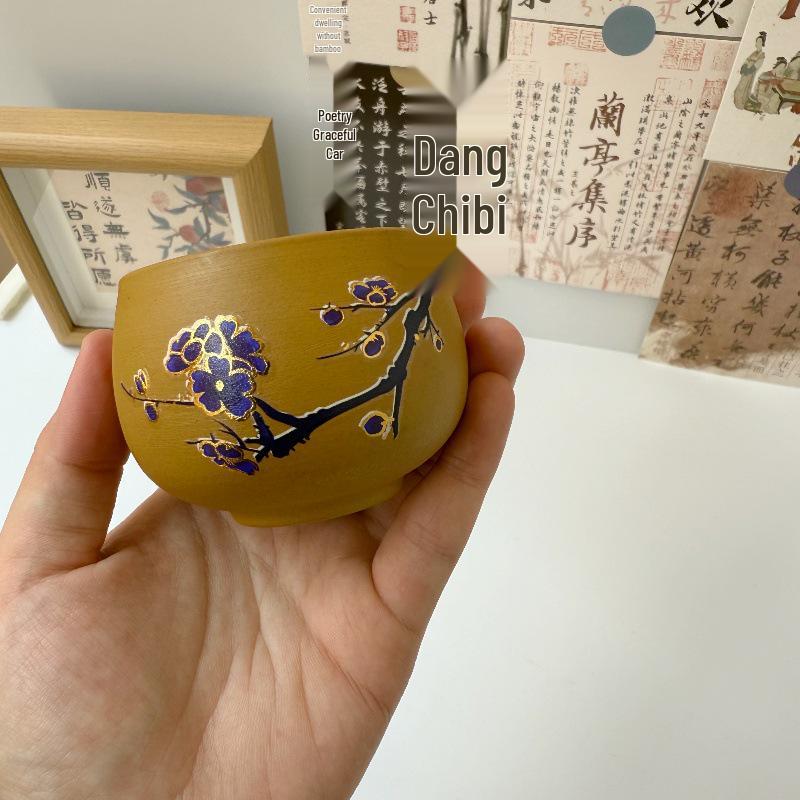 Handmade Yellow Duan Ni Zisha Teapot - Magpie & Plum Blossom Design, Large Capacity, Heat-Responsive Color Change, Xishi Style