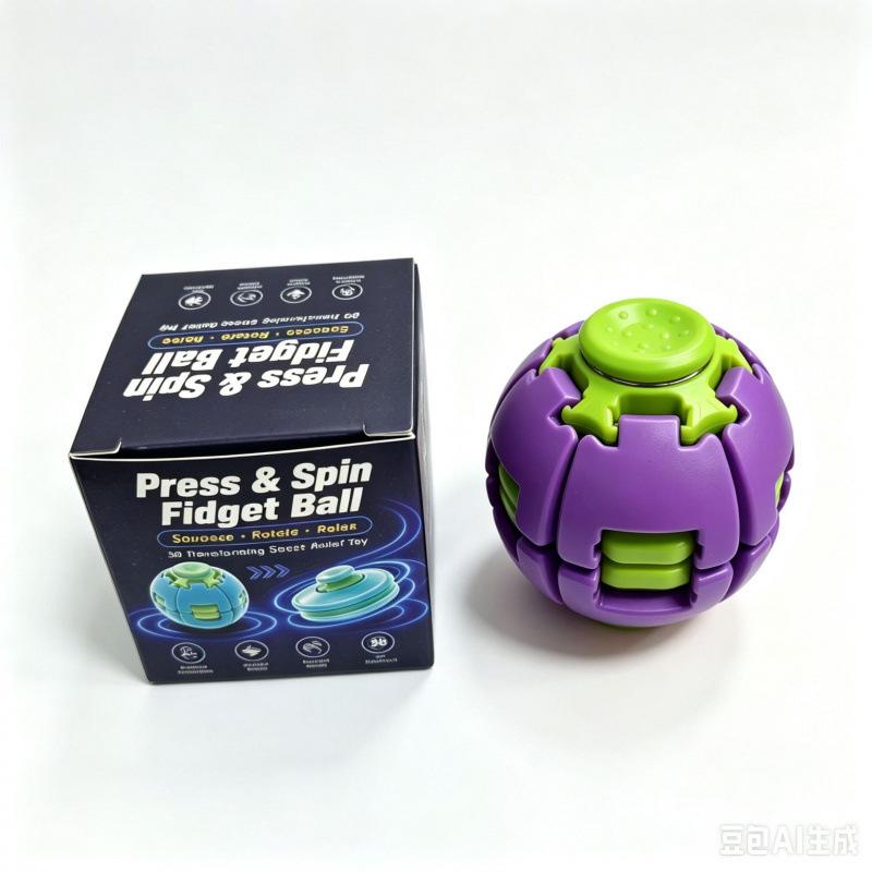 3D Printed Press & Spin Fidget Ball | Stress Relief Infinity Cube Toy | ADHD Anxiety Reducing Pocket Gyro