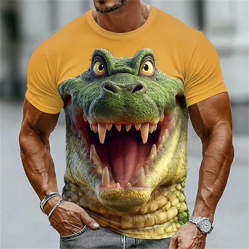 Animation Style T-Shirts Summer Fashion Short Sleeve Funny 3D Animals Printed Men Casual Loose Comfortable Breathable Soft T-shirt