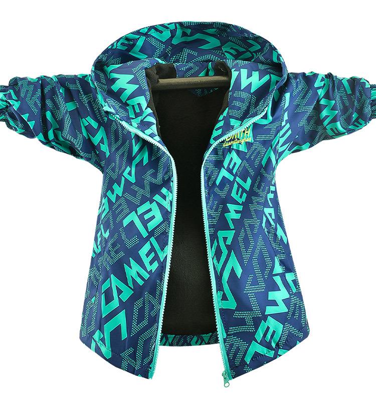 Jungen Fleecegefütterter Winddichter Herbstmantel: 2025 Trendiger Buchstabenaufdruck