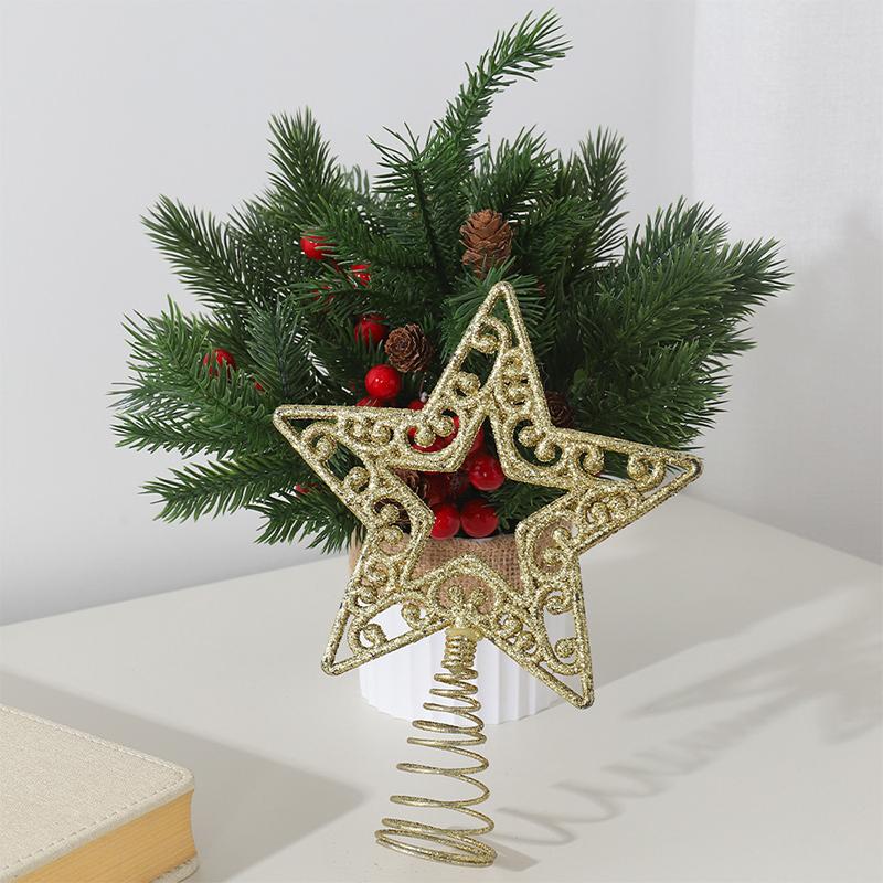 Christmas Tree Topper Decoration Five-Pointed Star Xmas Tree Decor Gold Silver Star for Home Party Decor 2025 New Year Gift
