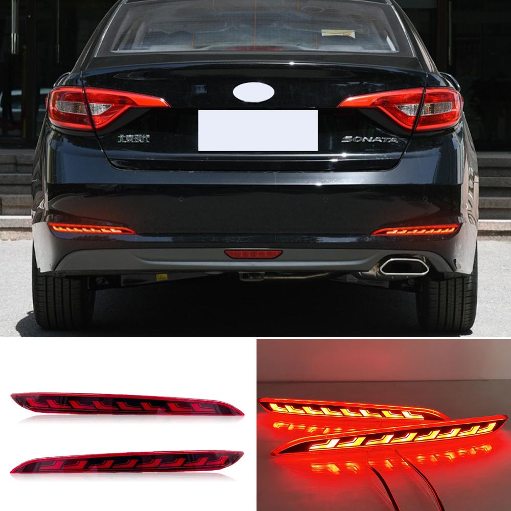 Car LED Rear Bumper Reflector Light for Hyundai Sonata 9th 2015 2016 2017 Stop Brake Tail Light Fog Lamp with Turn Signal