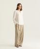 Oteumilkape Mid-Rise Pleated Wide Pants - Beige