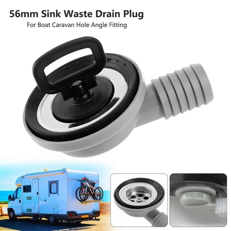 56mm 2,2 Zoll Spülbecken Abflussstopfen Loch Winkelstück für Boot Wohnwagen Wohnmobil RV Camper Zubehör