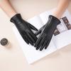 Winter Genuine Sheepskin Leather Gloves Women Warm Velvet Lined  Touchscreen Outdoor Cycling Driving Motorcycle Gloves