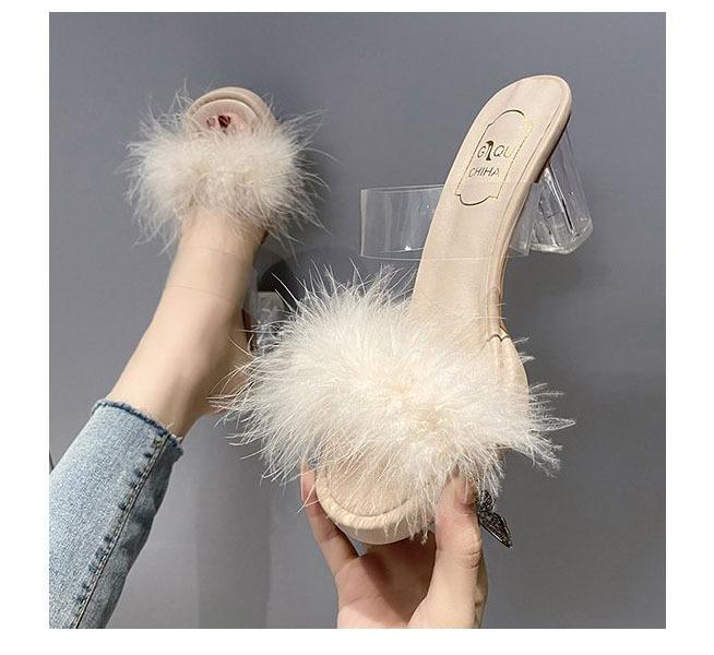 

Прозрачные туфли на высоком каблуке, нишевое слово с чувством дизайна и темпераментом, тапочки знаменитости Мао Мао, женские, 2025 новые, для лета 39