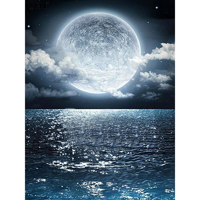 5D DIY Diamond Painting Moonlight  Diamond Embroidery Moonscape Cross Stitch Full Round Drill Home Decor Manual Art Gift