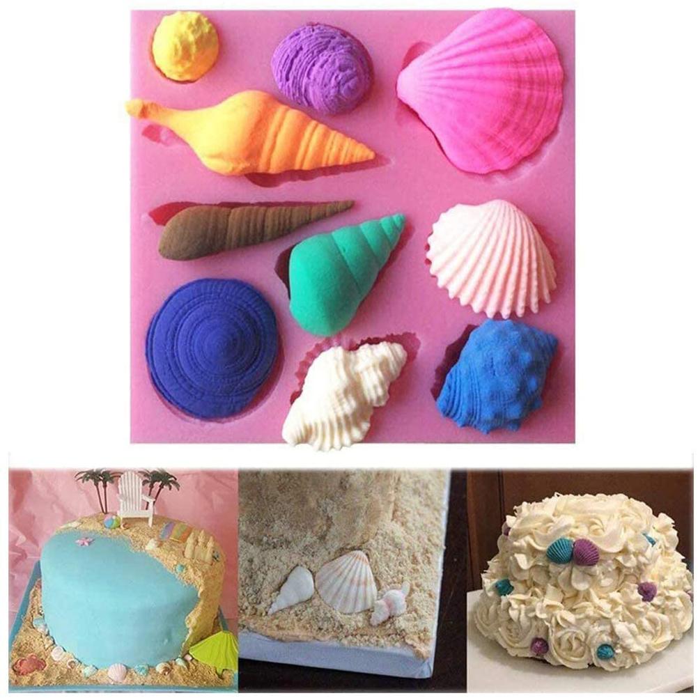 Marine Theme Fondant Silicone Mold Seashell Conch Mermaid Tail DIY Handmade Baking Tools