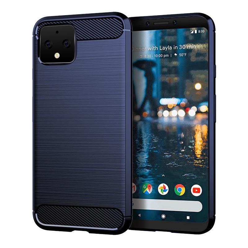

Чехол с текстурой из матового материала для Google Pixel 4, силиконовые чехлы для pixel 4, роскошный чехол для телефона из мягкого углеродного волокна TPU Pixel 4 синий