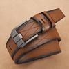 Men's Premium Vintage Leather Belt with Wide Alloy Pin Buckle - Trendy Business Waist Belt