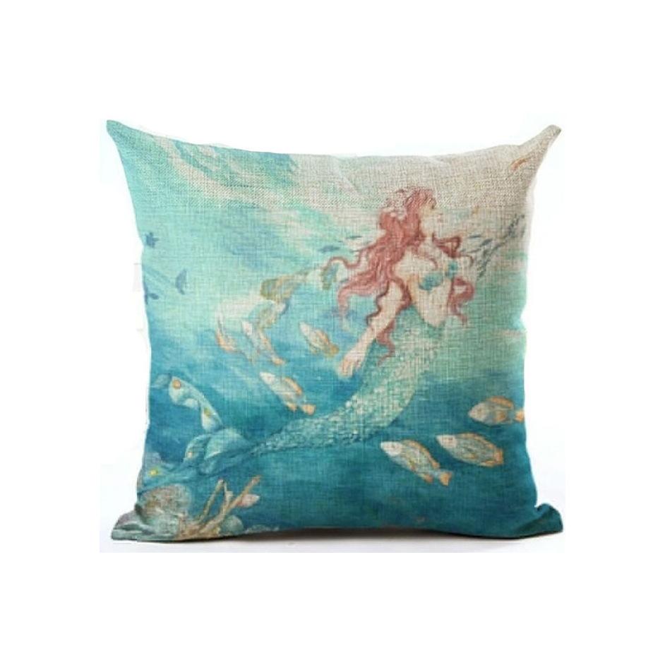 European and American Retro Mermaid Pillowcase Car Cushion