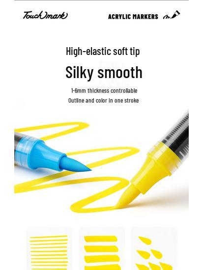 Taichi Touchmark Black Liquid Acrylic Marker for Elementary Art - Soft Tip Pen